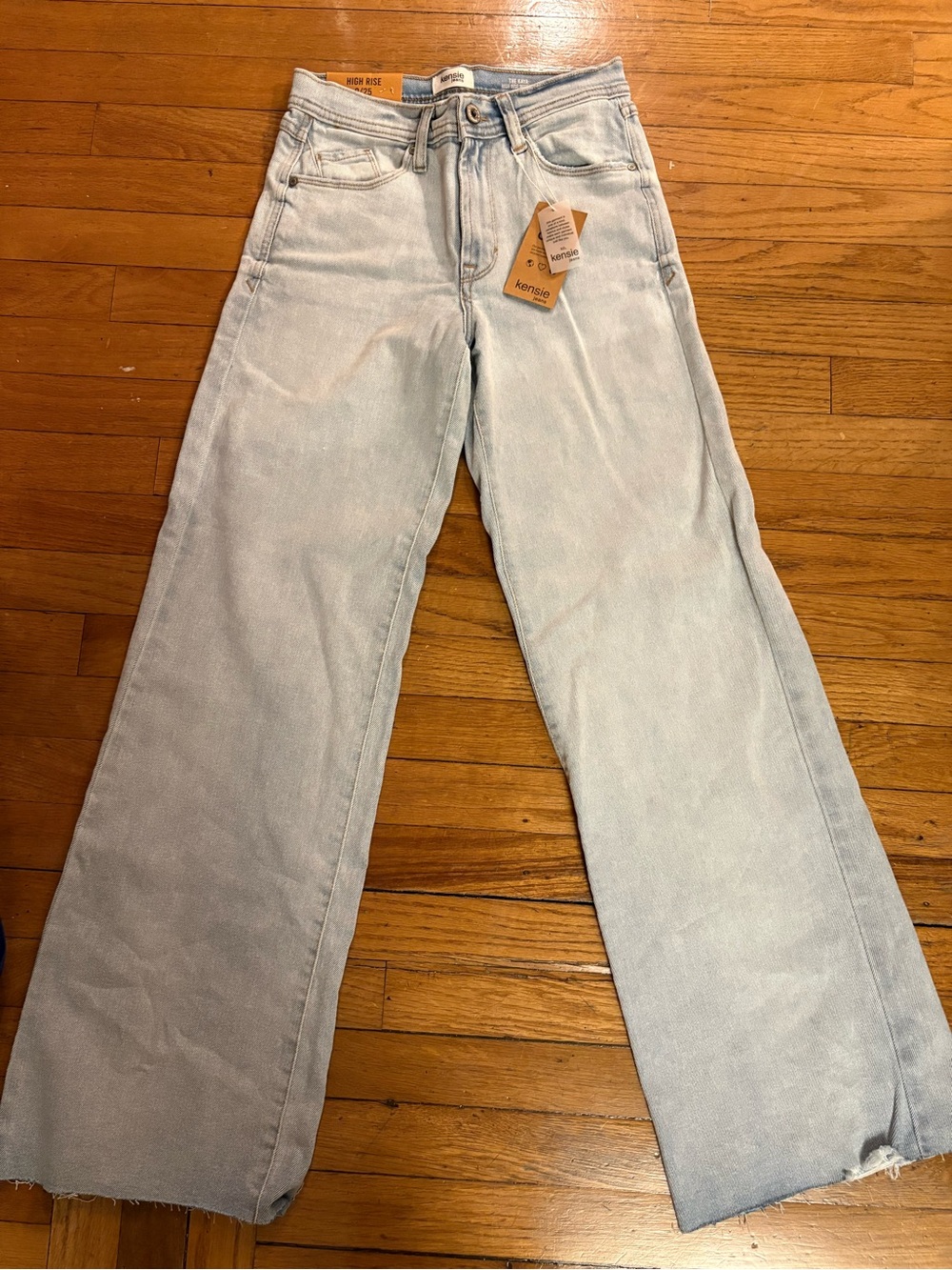 Kensie High-Rise Wide Leg Jeans - Light Wash Blue- size 0/25